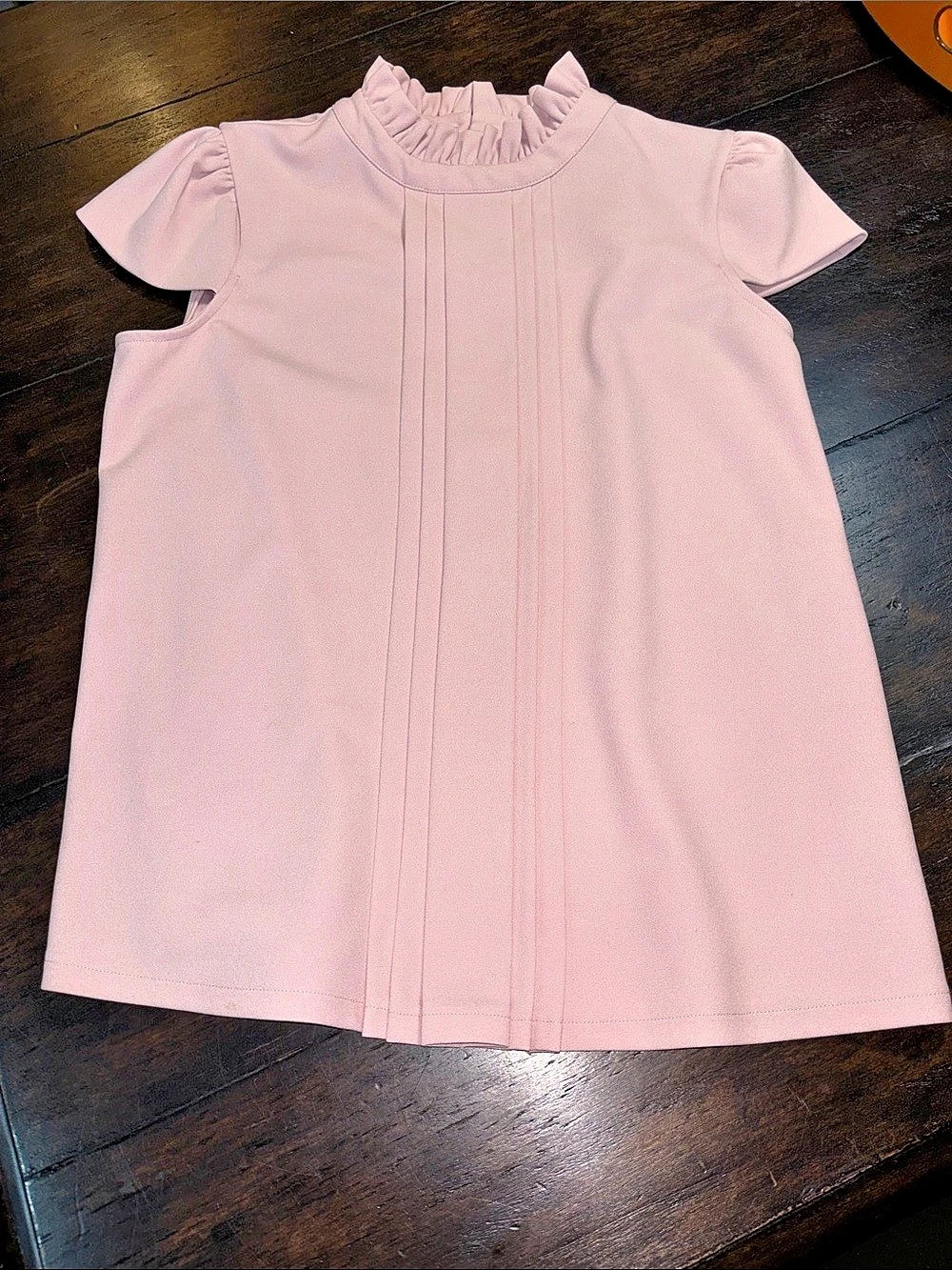 Ann Taylor Pink Ruffle Collar Top - Size Small